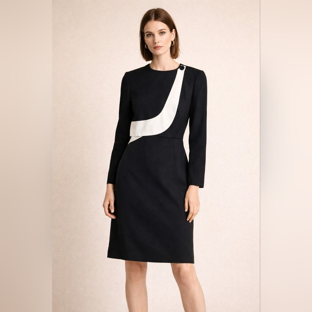 Liz Claiborne Black Dress with White Accent